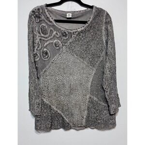 Whimsigoth Fairy Grunge Lace‎ Top Size Large Patchwork Lagenlook Cottage Withcy